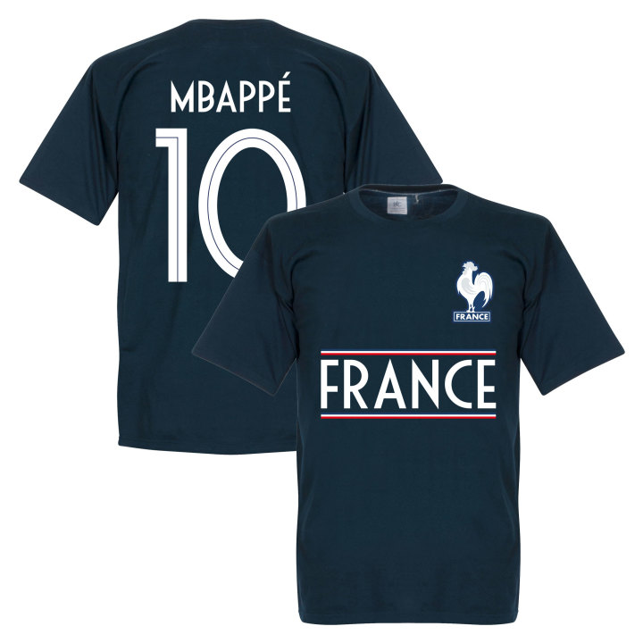 Frankrike T-shirt Mbappe 10 Team Kylian Mbappe Mörkblå